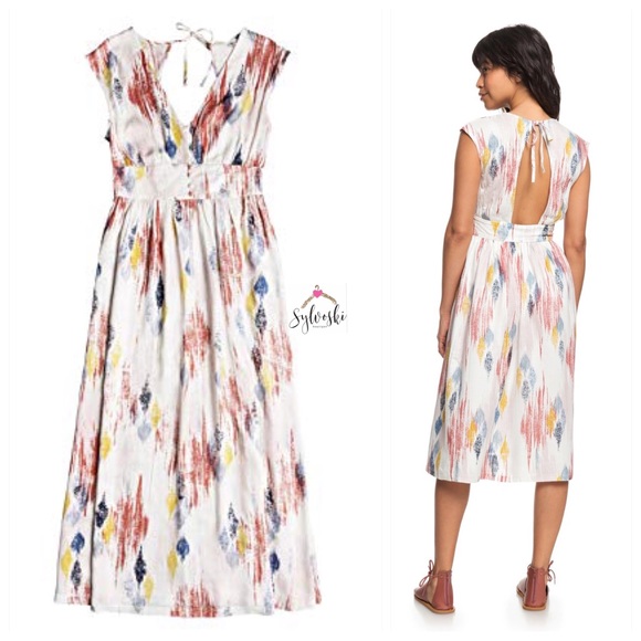 🔥Roxy Retro Poetic Sleeveless Midi Dress NWT - Picture 2 of 9